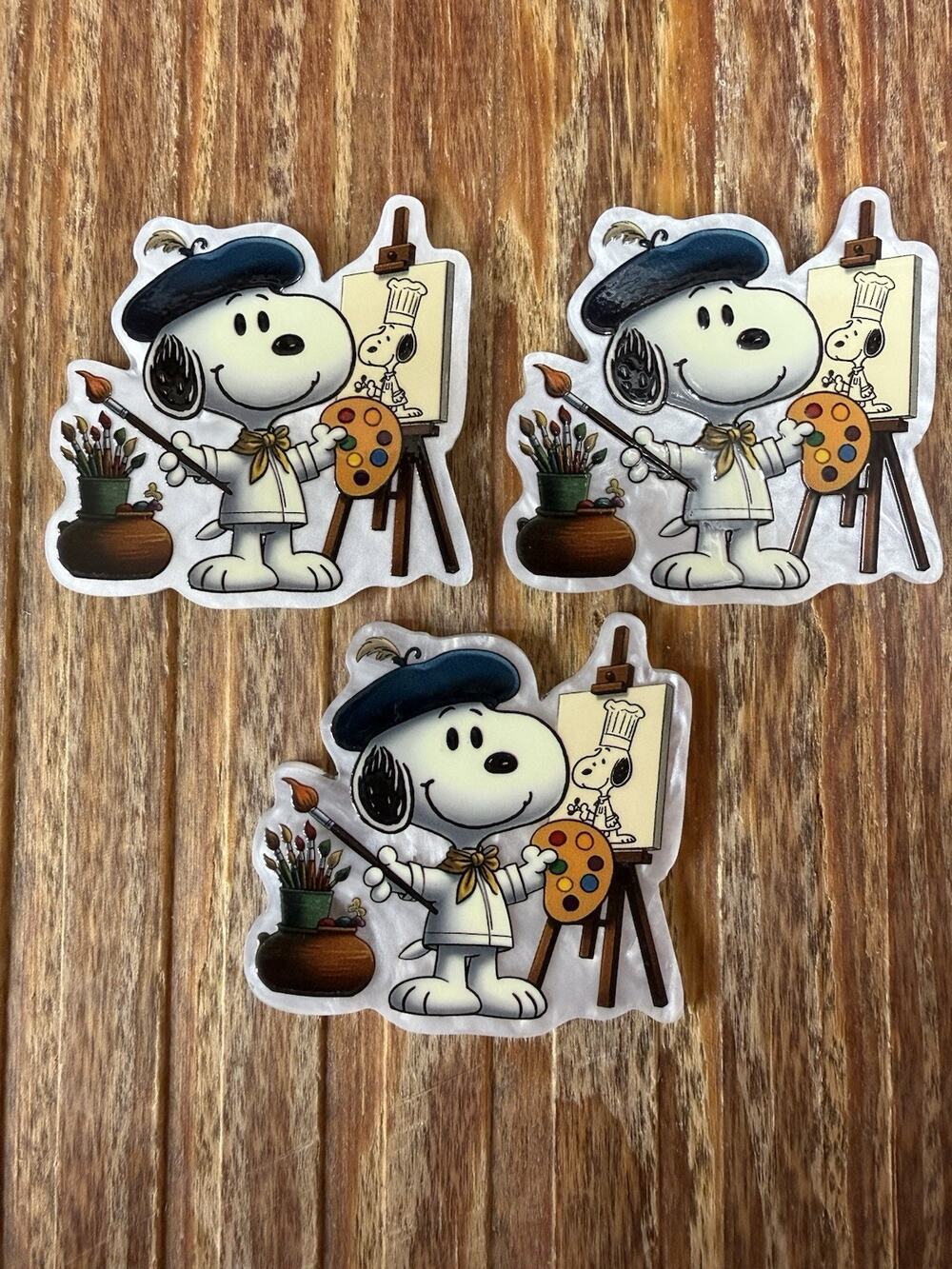 3 Pc Painting Snoopy Acrylic Flatbacks